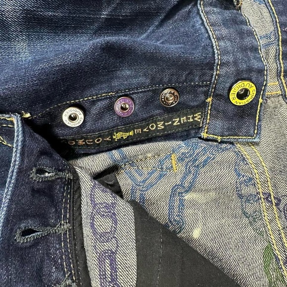 Christian Audigier Denim Jeans 36X34 Skull Back Logo Rhinestones Embroidery - Picture 7 of 16